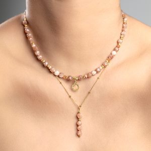 Choker Jestem z Jadeitem Cappuccino