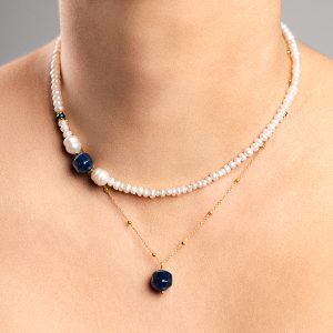 Choker Kobieca Intuicja z Pereł i z Jadeitem Denim